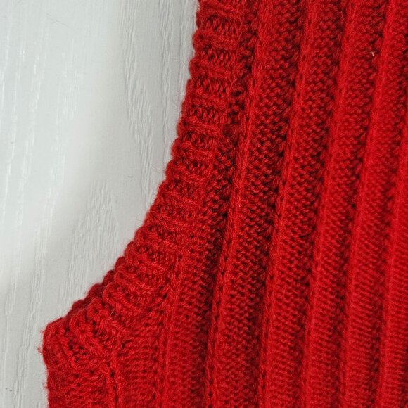 Eddie Bauer Wool Shawl Collar Sweater Vest Medium Tall MT Women Red Button Front - Picture 6 of 15